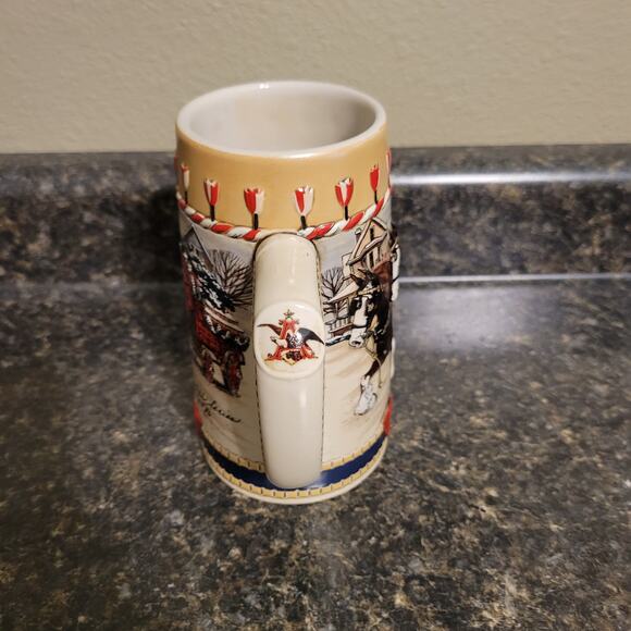 1986 Clydesdale Anheuser Busch Budweiser Holiday Stein Traditional Horses No Box - Picture 4 of 6